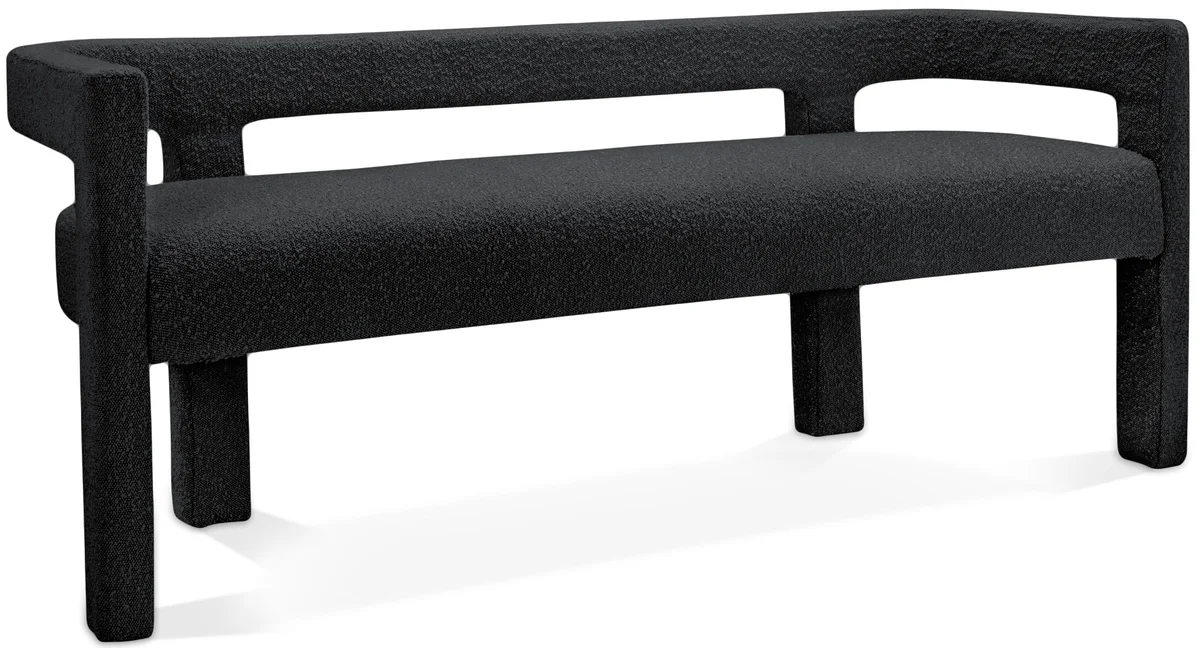 Athena - Boucle Fabric Bench - Black