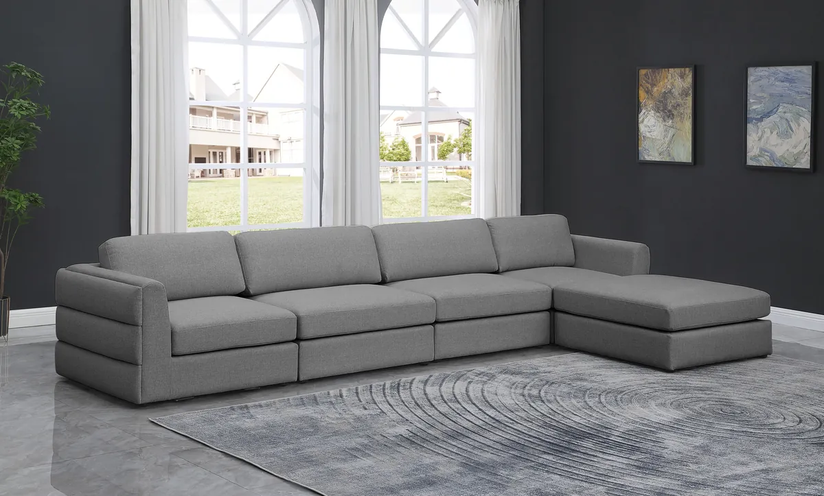 Beckham - 5 Piece Modular L-Shaped Sectional- Gray
