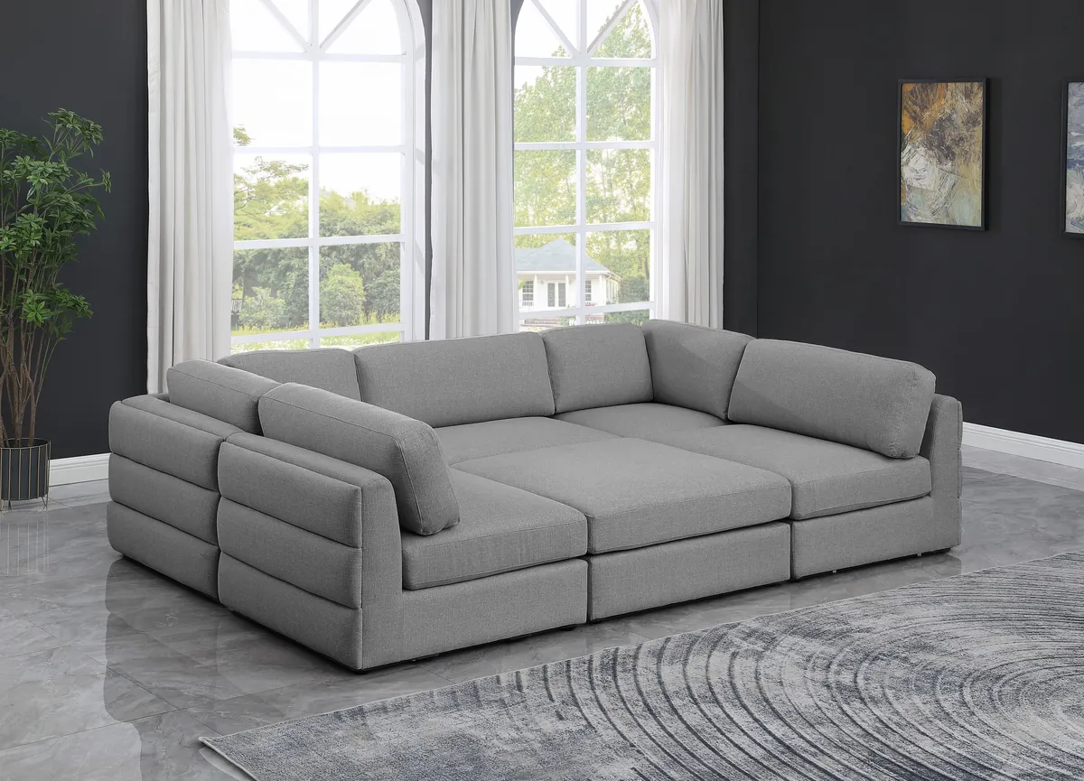 Beckham - 6 Piece Modular Sectional - Gray - View 2
