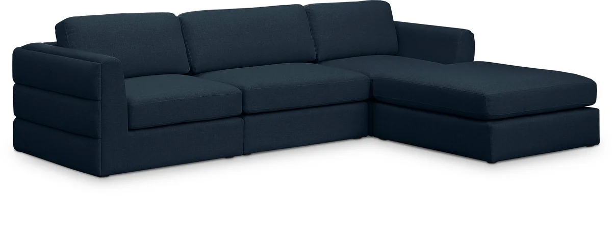 Beckham - 4 Piece Modular L-Shaped Sectional - Navy