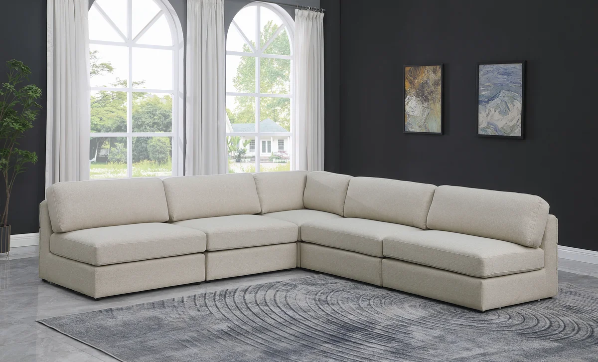 Beckham - 5 Piece Modular Corner Armless Sectional - Beige - View 2