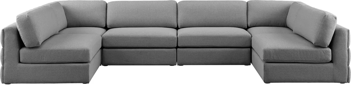 Beckham - 6 Piece Modular U-Shaped Armless Sectional - Gray