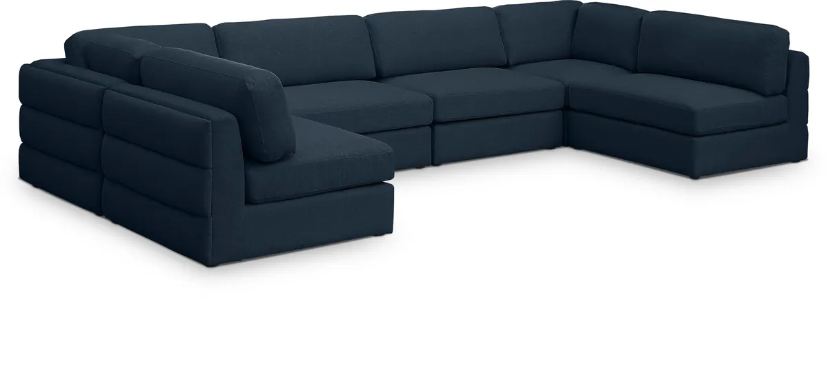 Beckham - 6 Piece Modular U-Shaped Armless Sectional - Navy