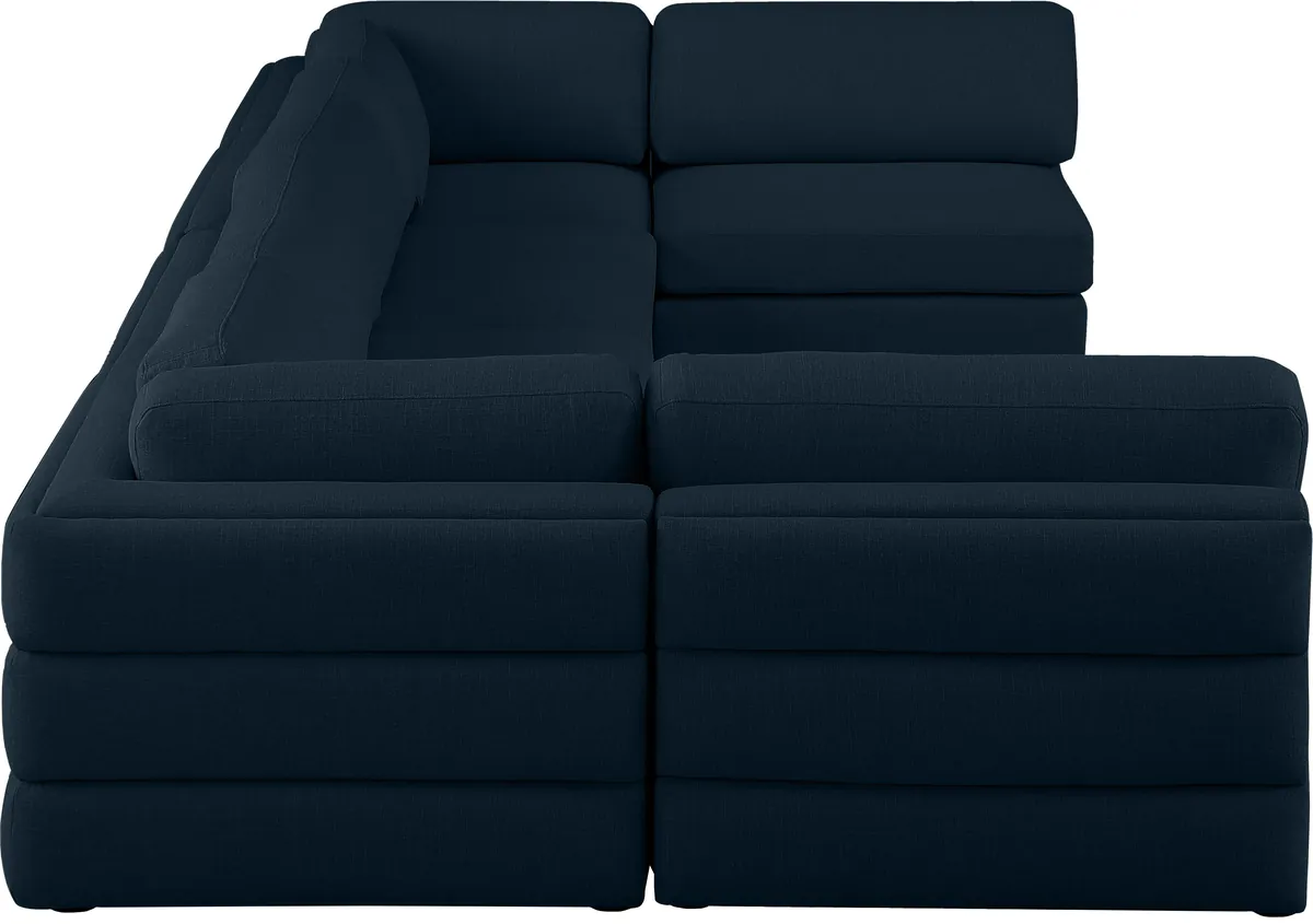 Beckham - 6 Piece Modular U-Shaped Armless Sectional - Navy