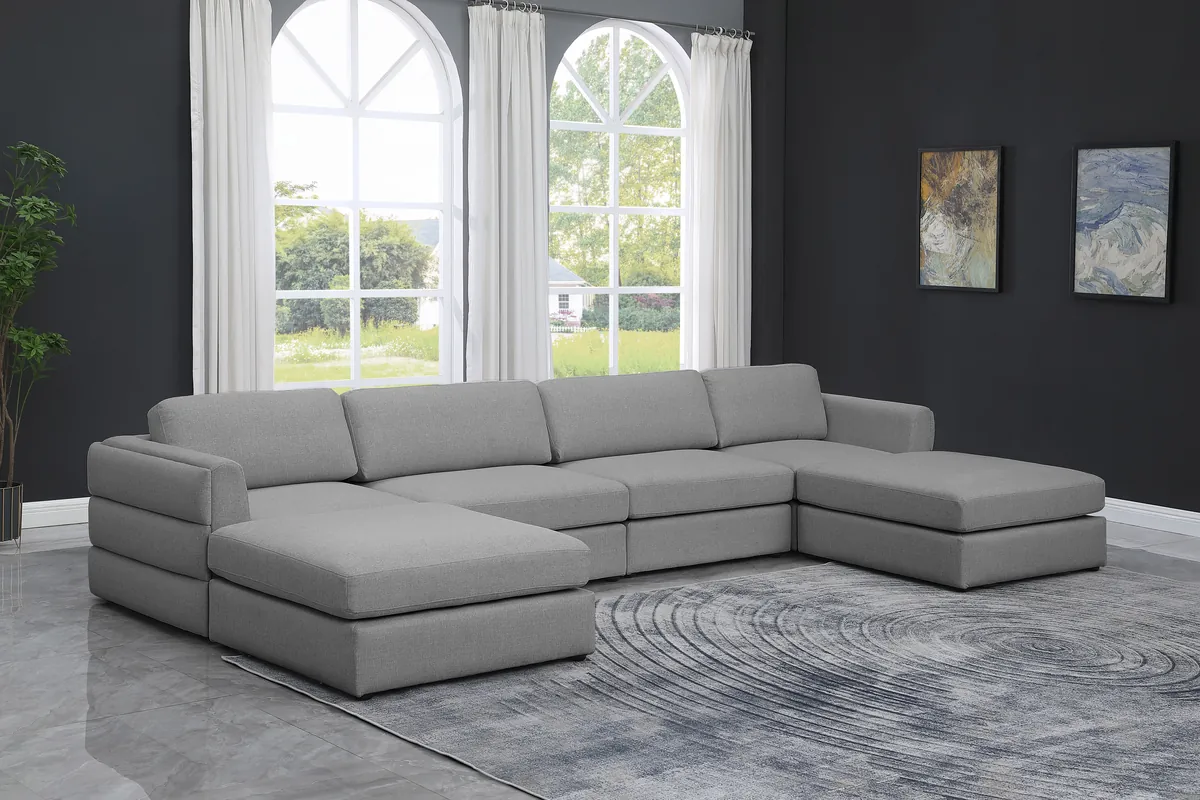 Beckham - 6 Piece Double Chaise Modular Sectional - Gray - View 2