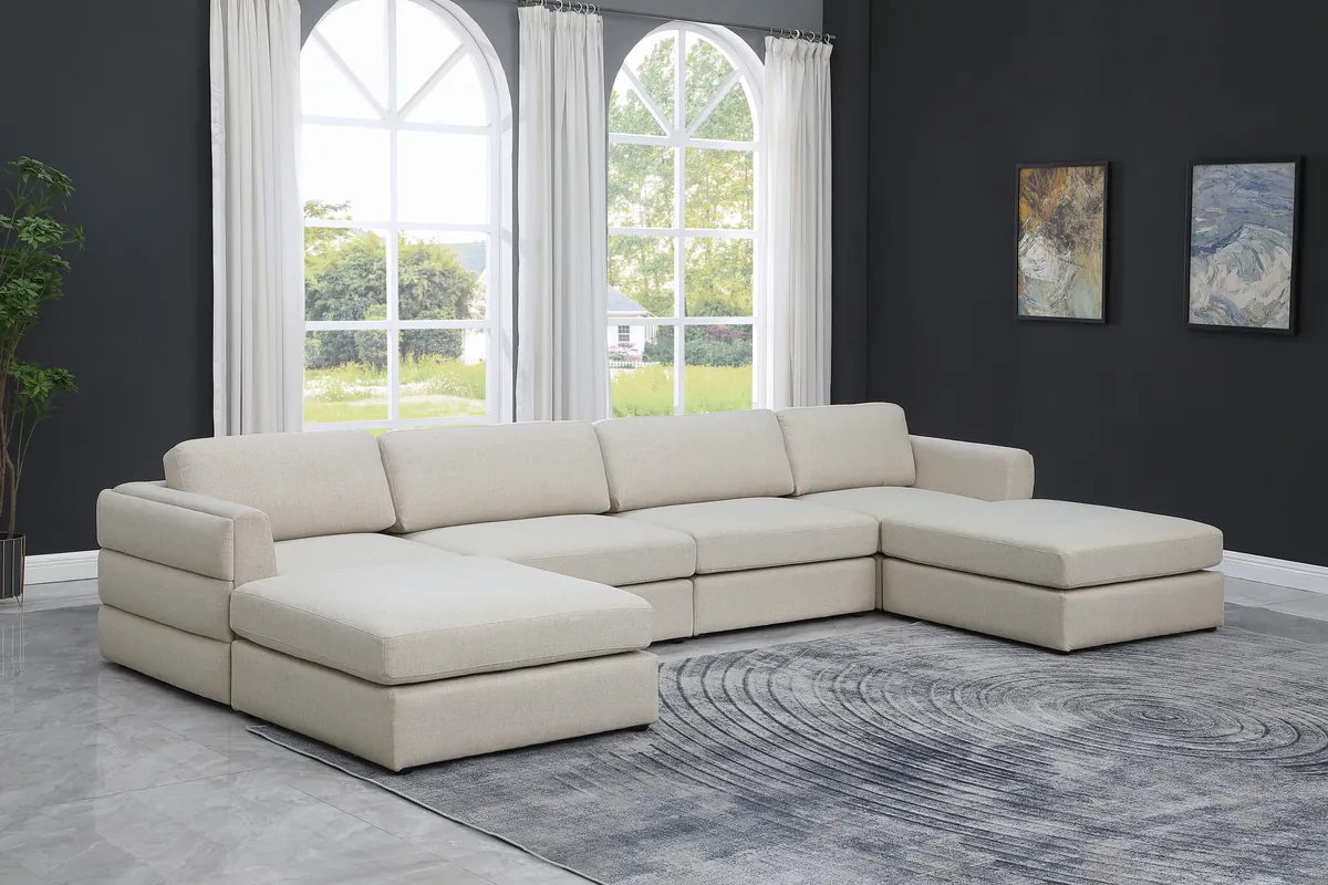 Beckham - 6 Piece Double Chaise Modular Sectional - Beige - View 2