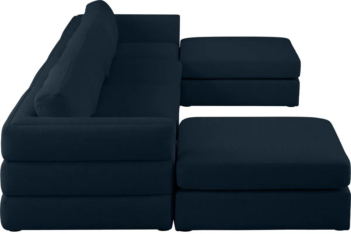 Beckham - 6 Piece Double Chaise Modular Sectional - Navy