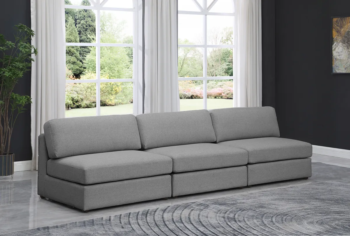 Beckham - Modular 3 Seat Armless Sofa - Gray - View 2