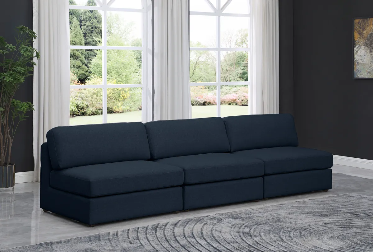 Beckham - Modular 3 Seat Armless Sofa - Navy - View 2