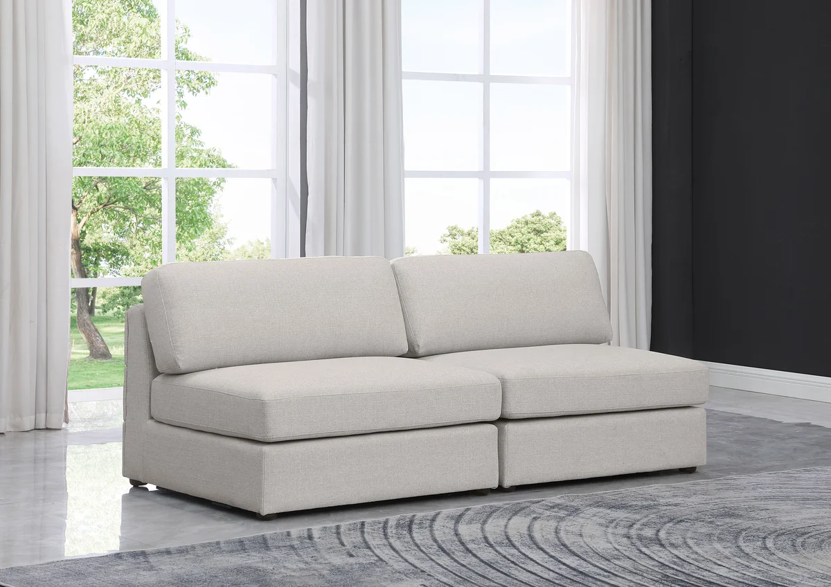 Beckham - Modular 2 Seat Armless Sofa - Beige - View 2