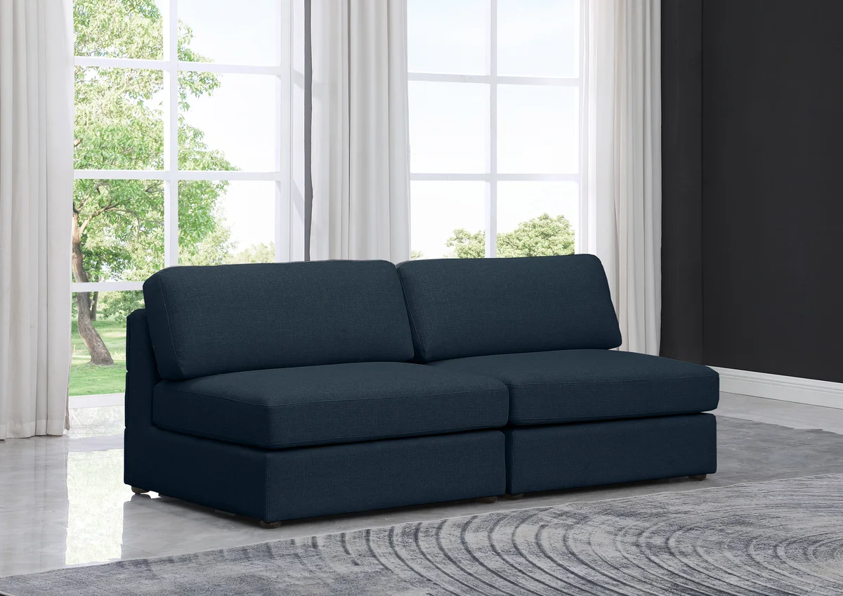 Beckham - Modular 2 Seat Armless Sofa - Navy - View 2