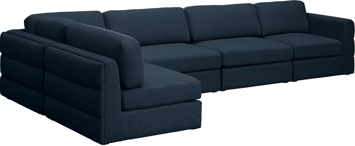 Beckham - 5 Piece Modular Sectional - Navy - View 2