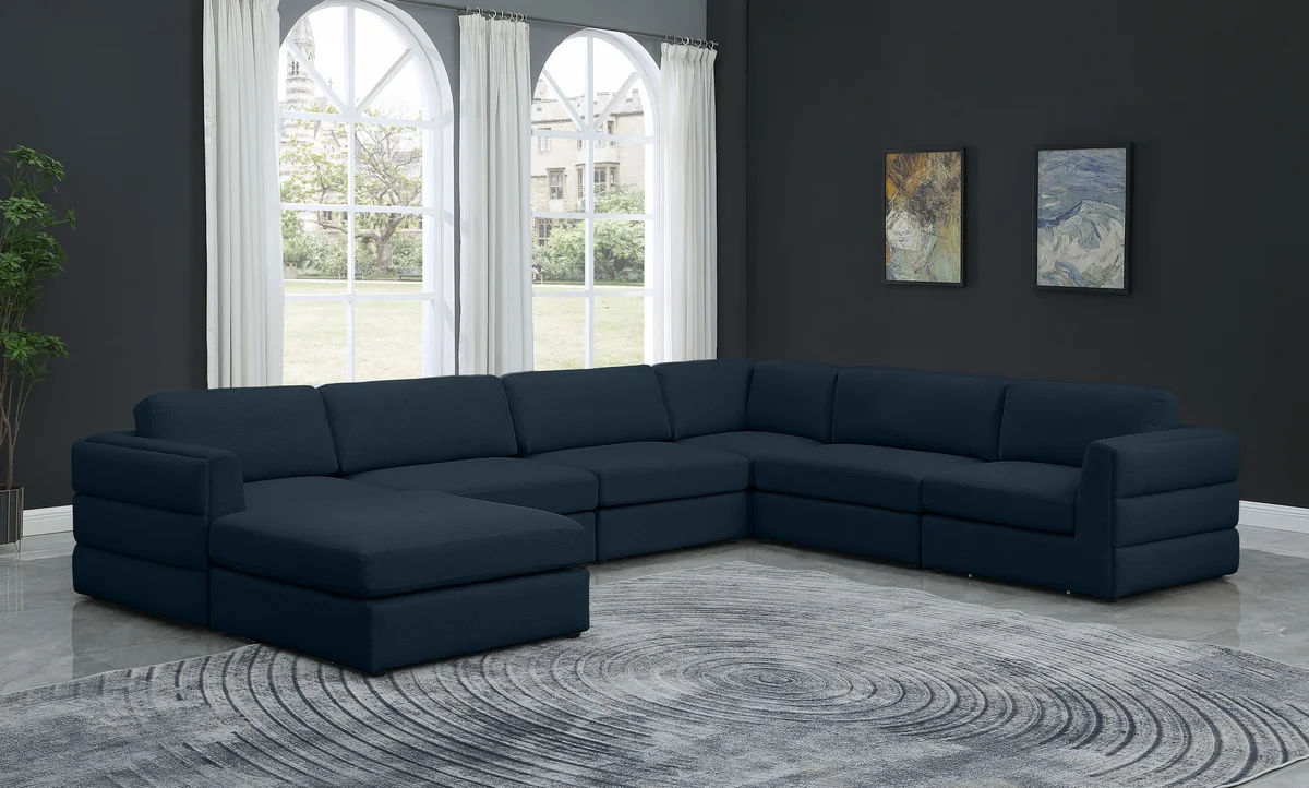 Beckham - 7 Piece Modular Sectional With Chaise - Navy - View 2