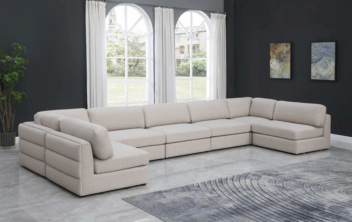 Beckham - 7 Piece Modular Sectional - Beige - View 2