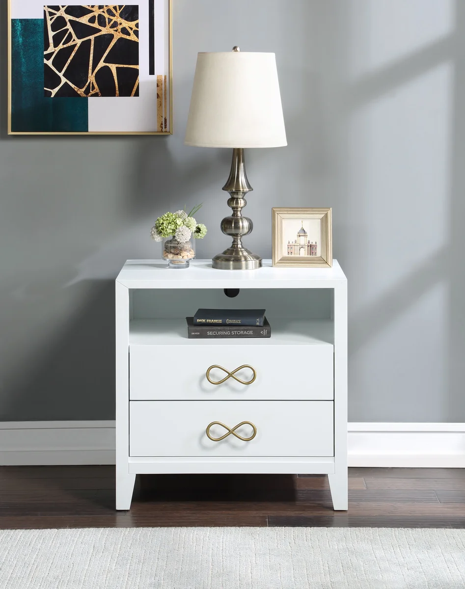 Bowtie - Night Stand - White / Gold - View 2