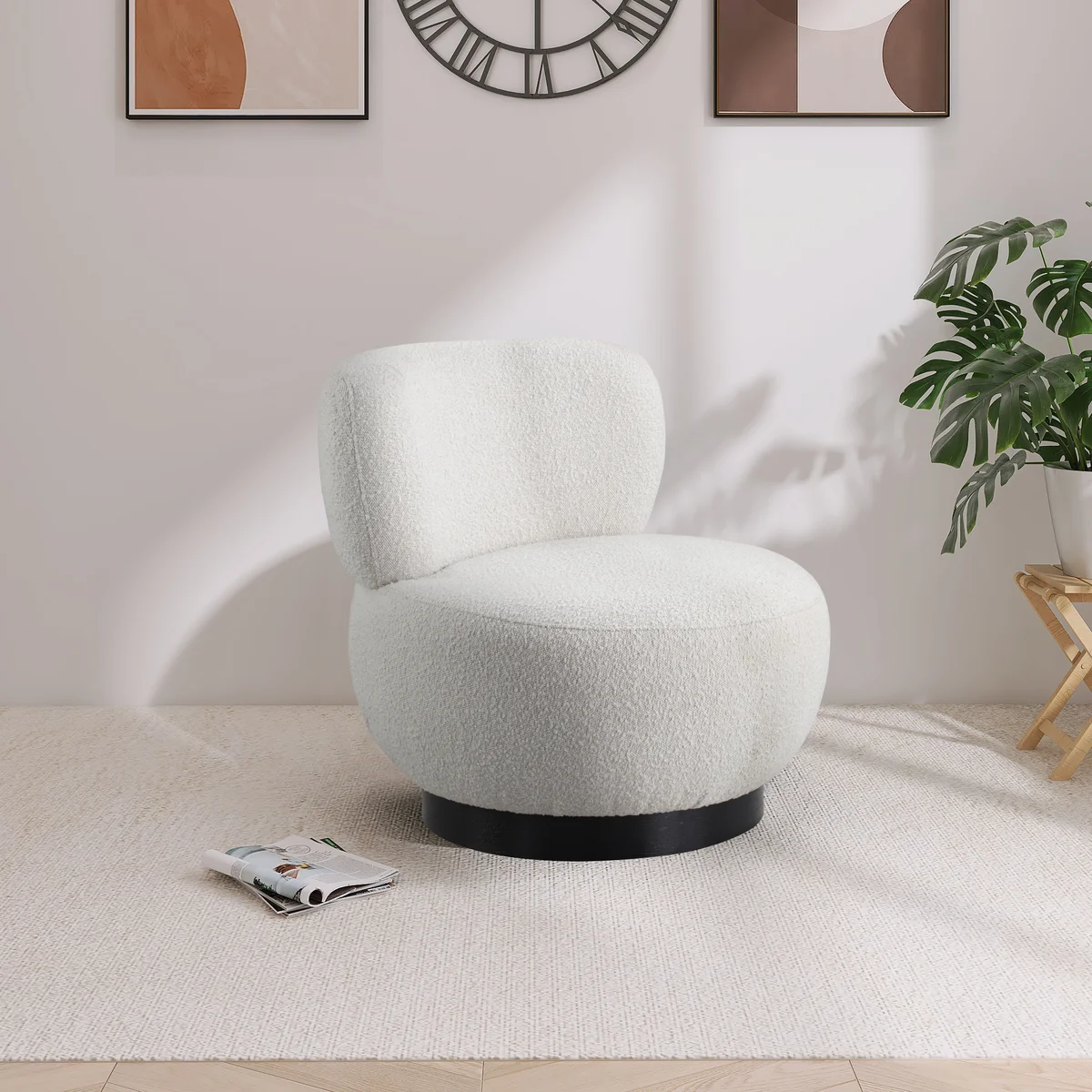 Calais - Accent Chair With Black Base - Cream - View 2