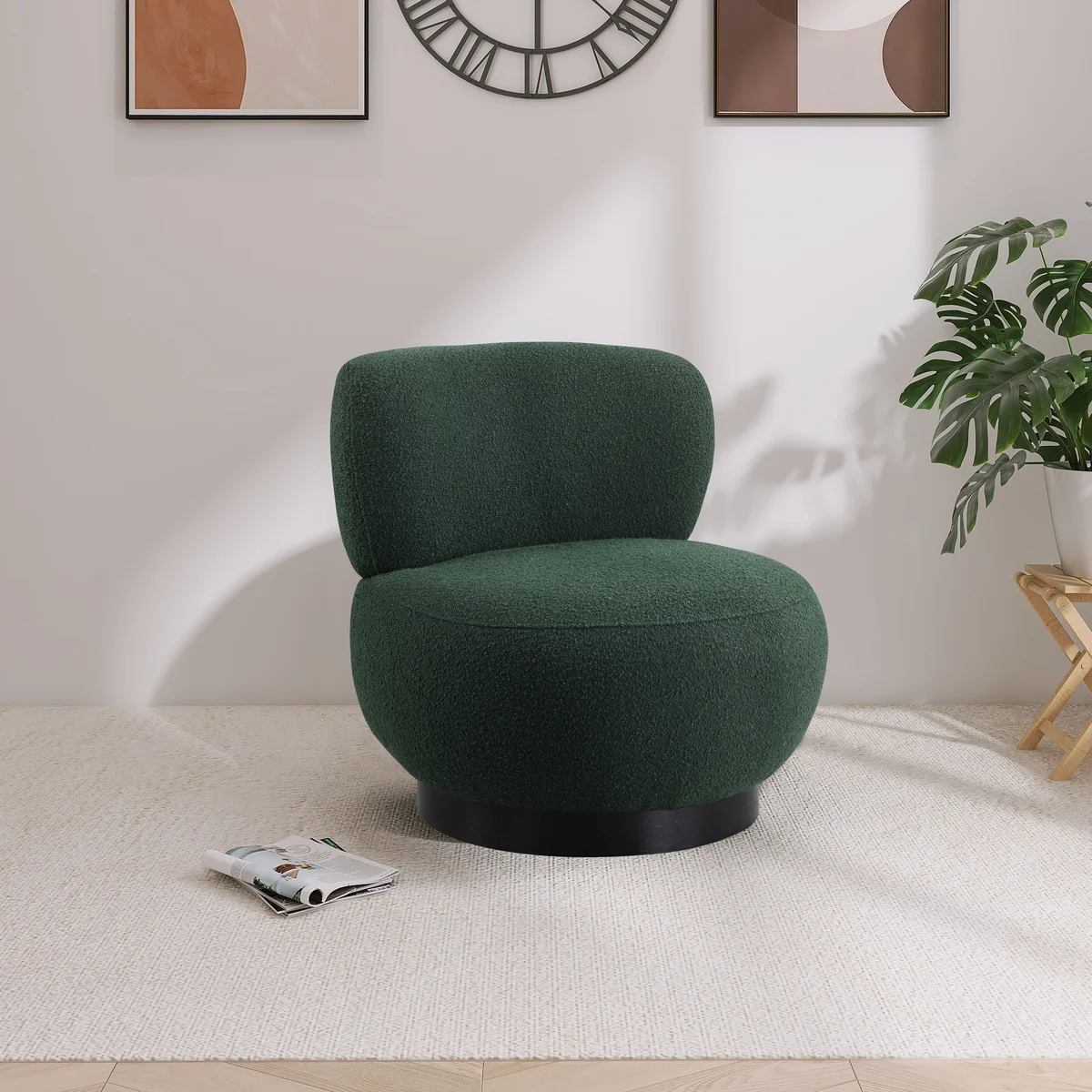Calais - Accent Chair With Black Base - Green - View 2