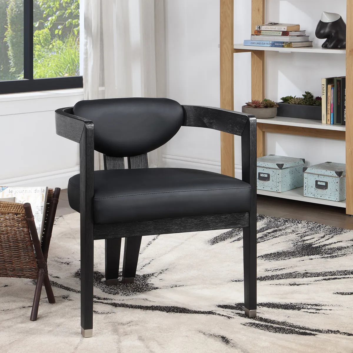 Carlyle - Dining Chair - Black - Faux Leather - View 2
