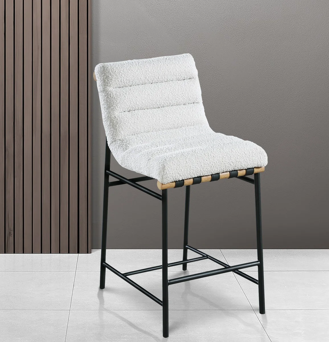 Burke - Boucle Counter Stool - Cream - View 2