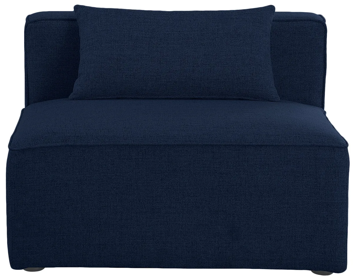 Cube - Linen Armless Chair - Navy