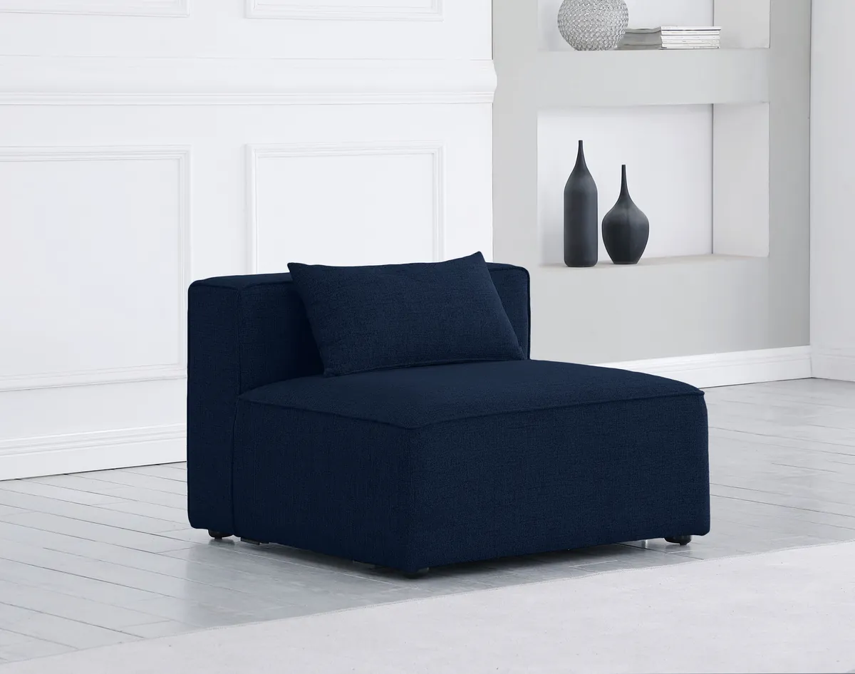 Cube - Linen Armless Chair - Navy - View 2