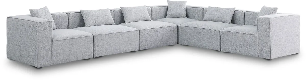 Cube - Linen 6 Piece Modular Corner Sectional - Gray
