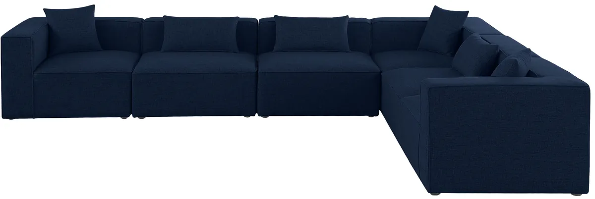 Cube - Linen 6 Piece Modular Corner Sectional - Navy