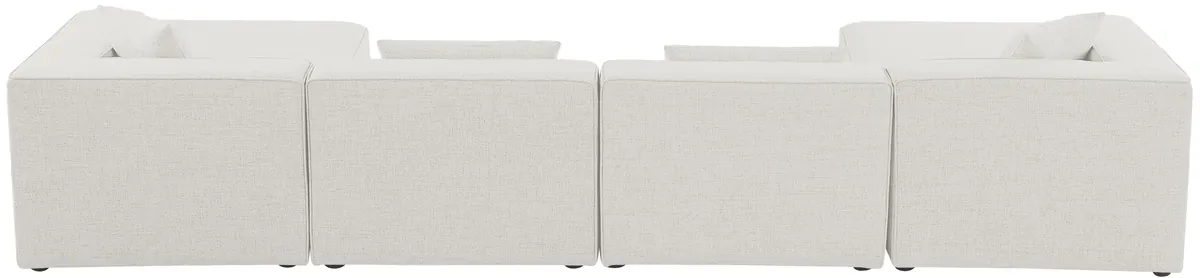 Cube - Linen 6 Piece Modular Double Chaise Sectional - Cream