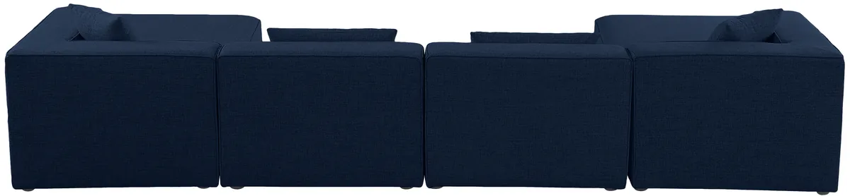 Cube - Linen 6 Piece Modular Double Chaise Sectional - Navy