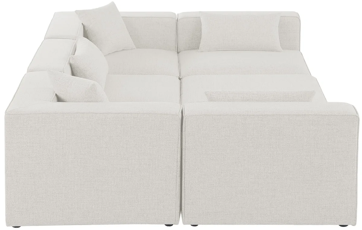 Cube - Linen 6 Piece Modular Sectional - Cream