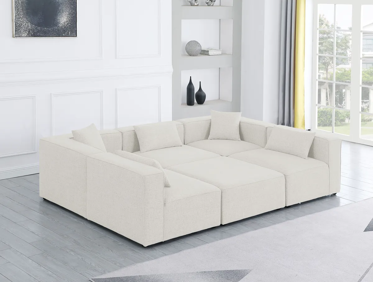 Cube - Linen 6 Piece Modular Sectional - Cream - View 2