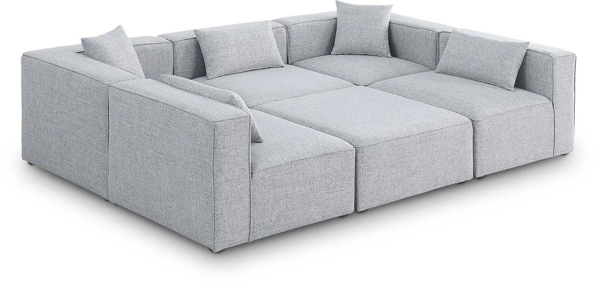 Cube - Linen 6 Piece Modular Sectional - Gray