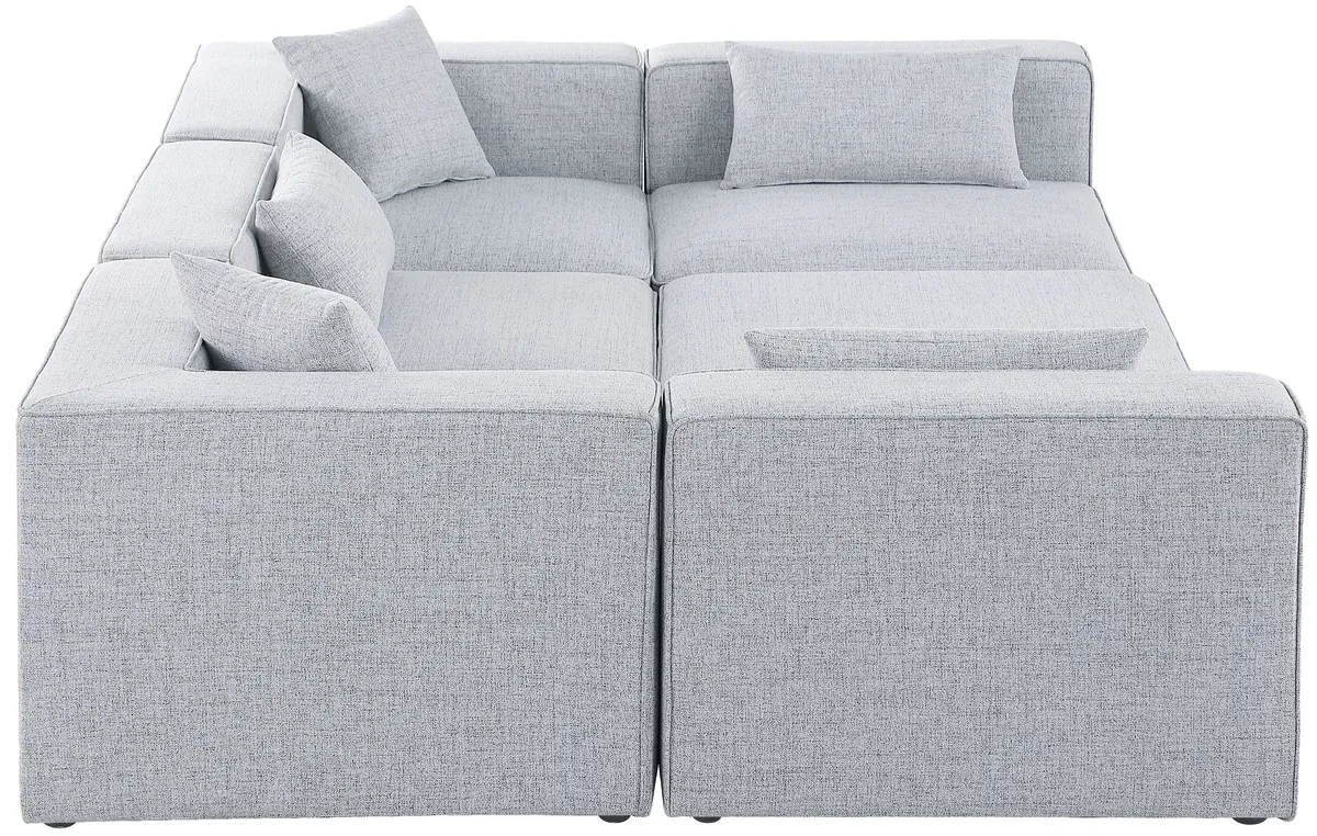 Cube - Linen 6 Piece Modular Sectional - Gray