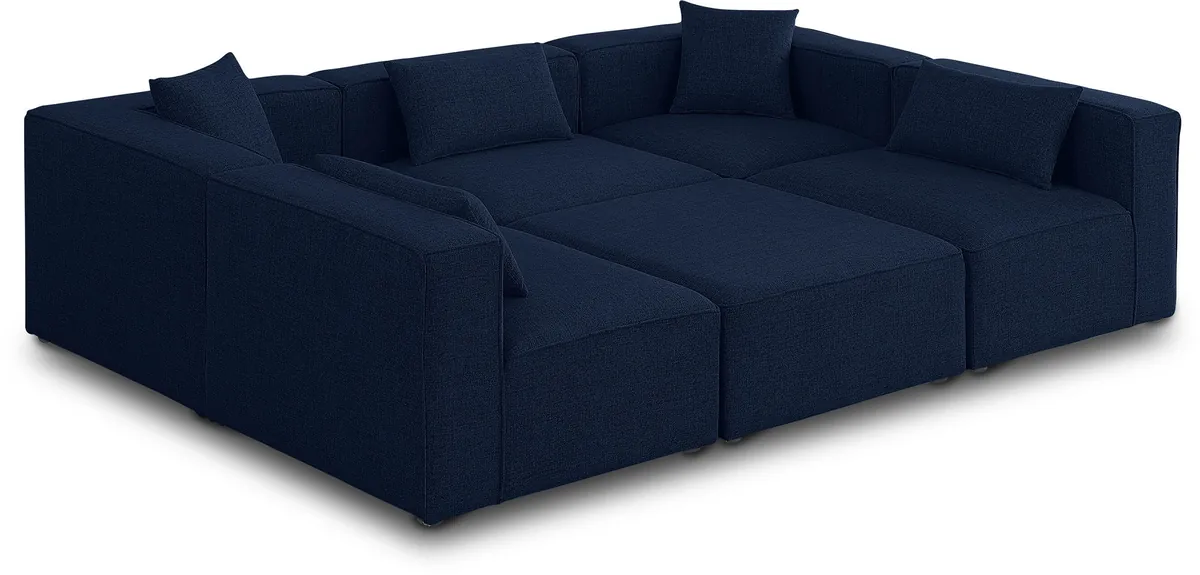 Cube - Linen 6 Piece Modular Sectional - Navy