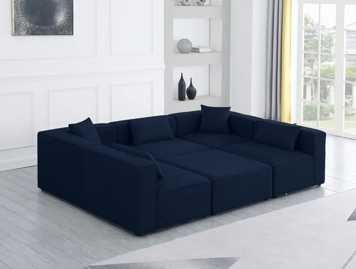 Cube - Linen 6 Piece Modular Sectional - Navy - View 2