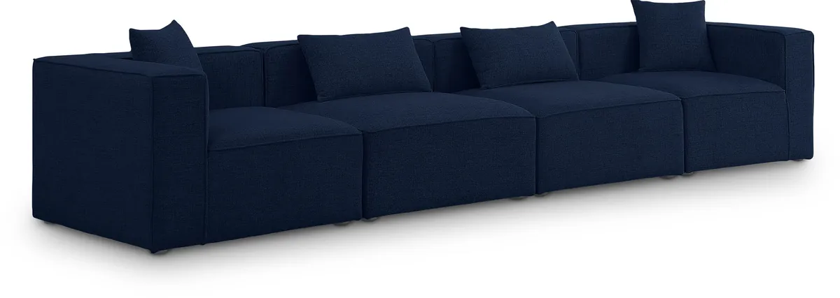 Cube - Linen Modular 4 Seat Sofa - Navy
