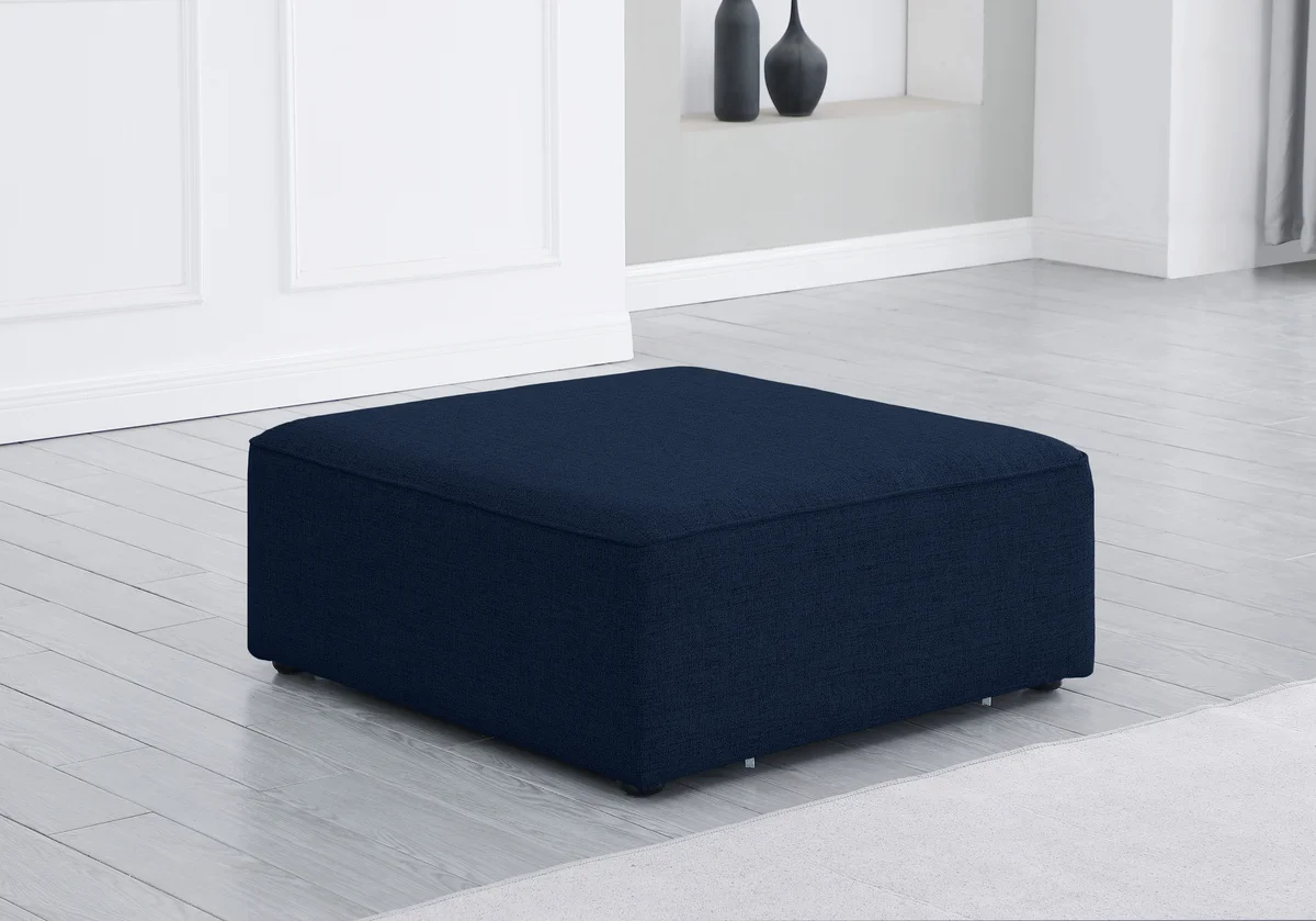 Cube - Linen Ottoman - Navy - View 2
