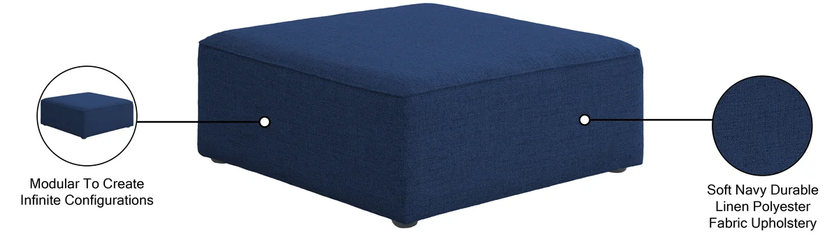Cube - Linen Ottoman - Navy