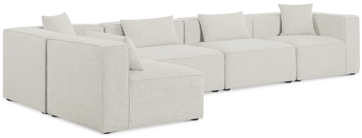 Cube - Linen 5 Piece Modular Sectional - Cream