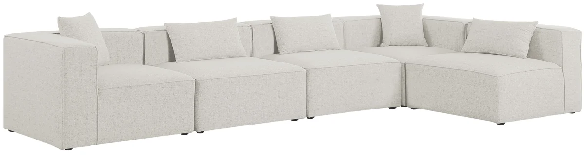 Cube - Linen 5 Piece Modular Sectional - Cream - View 2