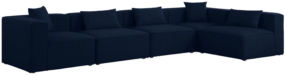 Cube - Linen 5 Piece Modular Sectional - Navy - View 2