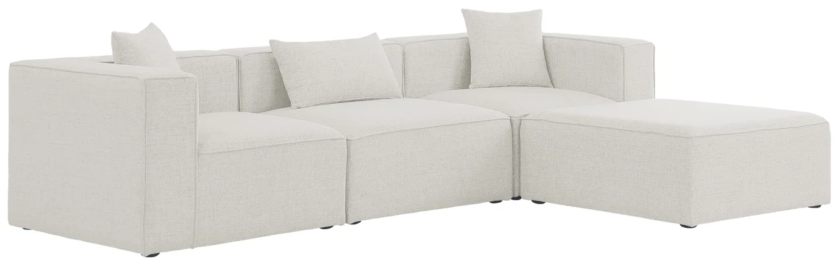 Cube - Linen 4 Piece Modular Sectional With Chaise - Cream - View 2