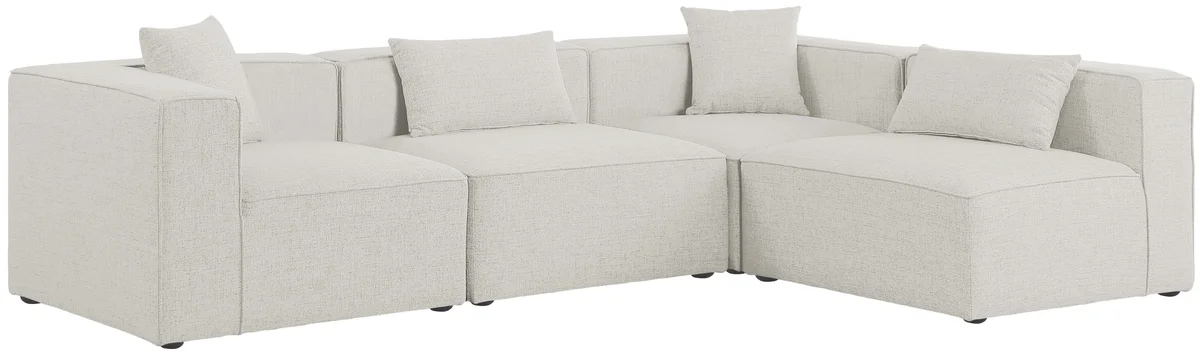 Cube - Linen 4 Piece Modular Corner Sectional - Cream - View 2