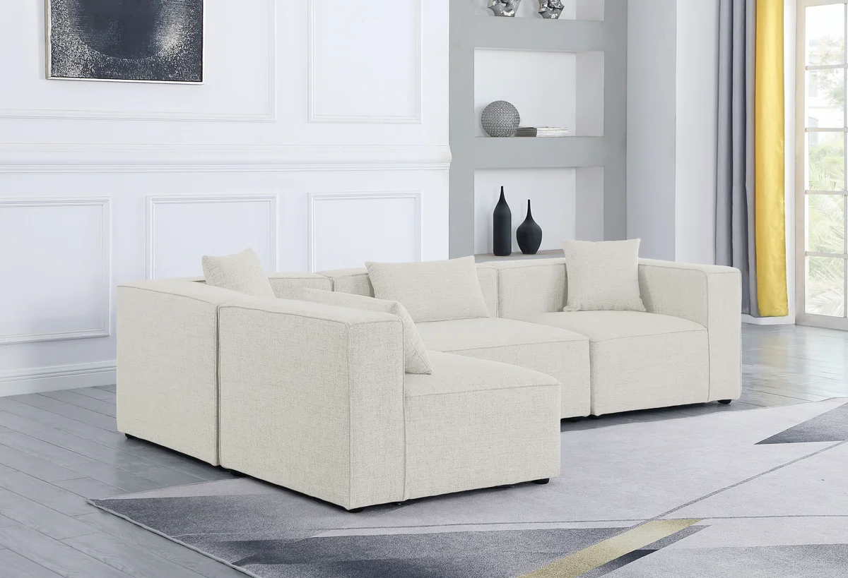 Cube - Linen 4 Piece Modular Corner Sectional - Cream