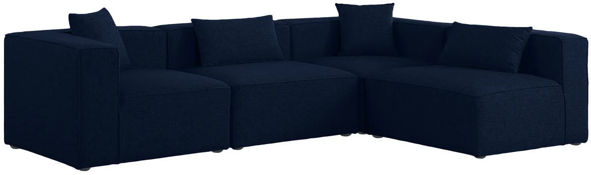Cube - Linen 4 Piece Modular Corner Sectional - Navy - View 2