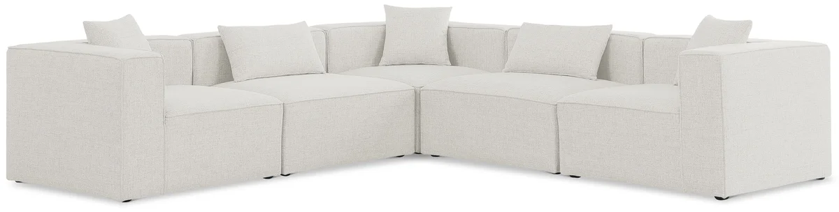 Cube - Linen 5 Piece Modular Corner Sectional - Cream