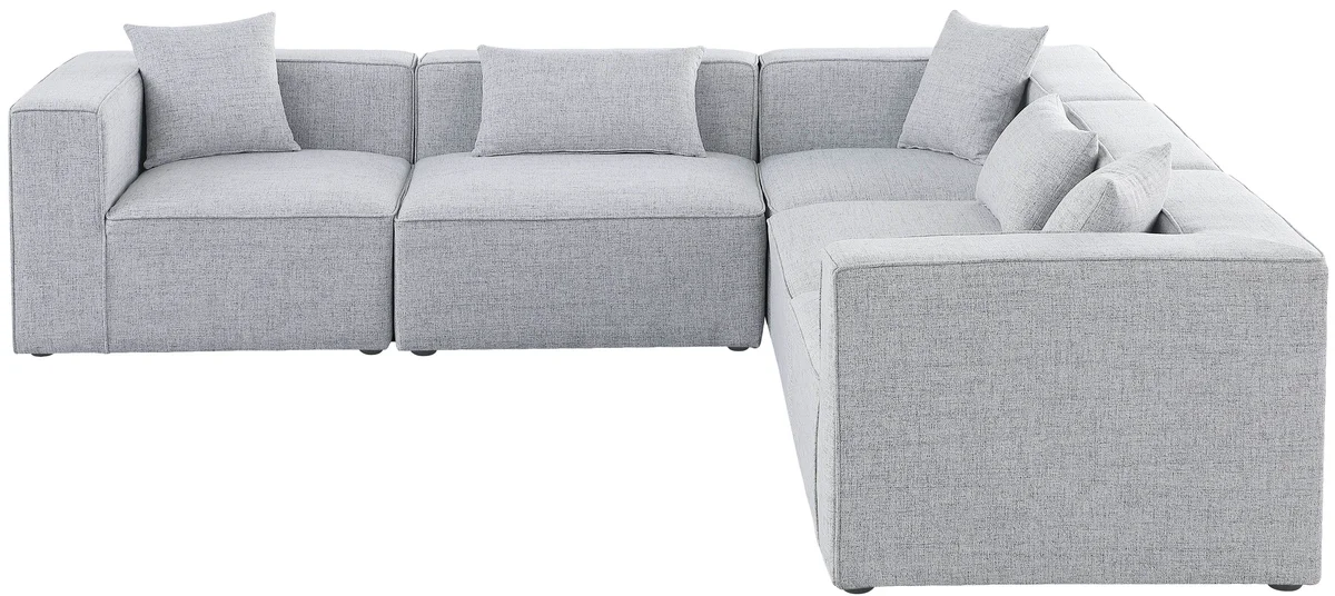 Cube - Linen 5 Piece Modular Corner Sectional - Gray