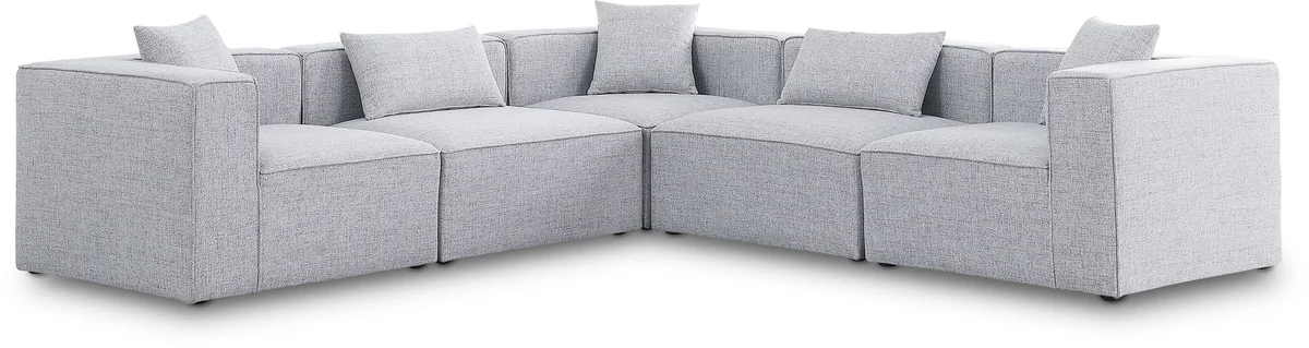 Cube - Linen 5 Piece Modular Corner Sectional - Gray