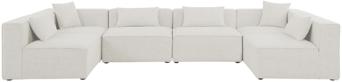 Cube - Linen 6 Piece Modular Armless Sectional - Cream