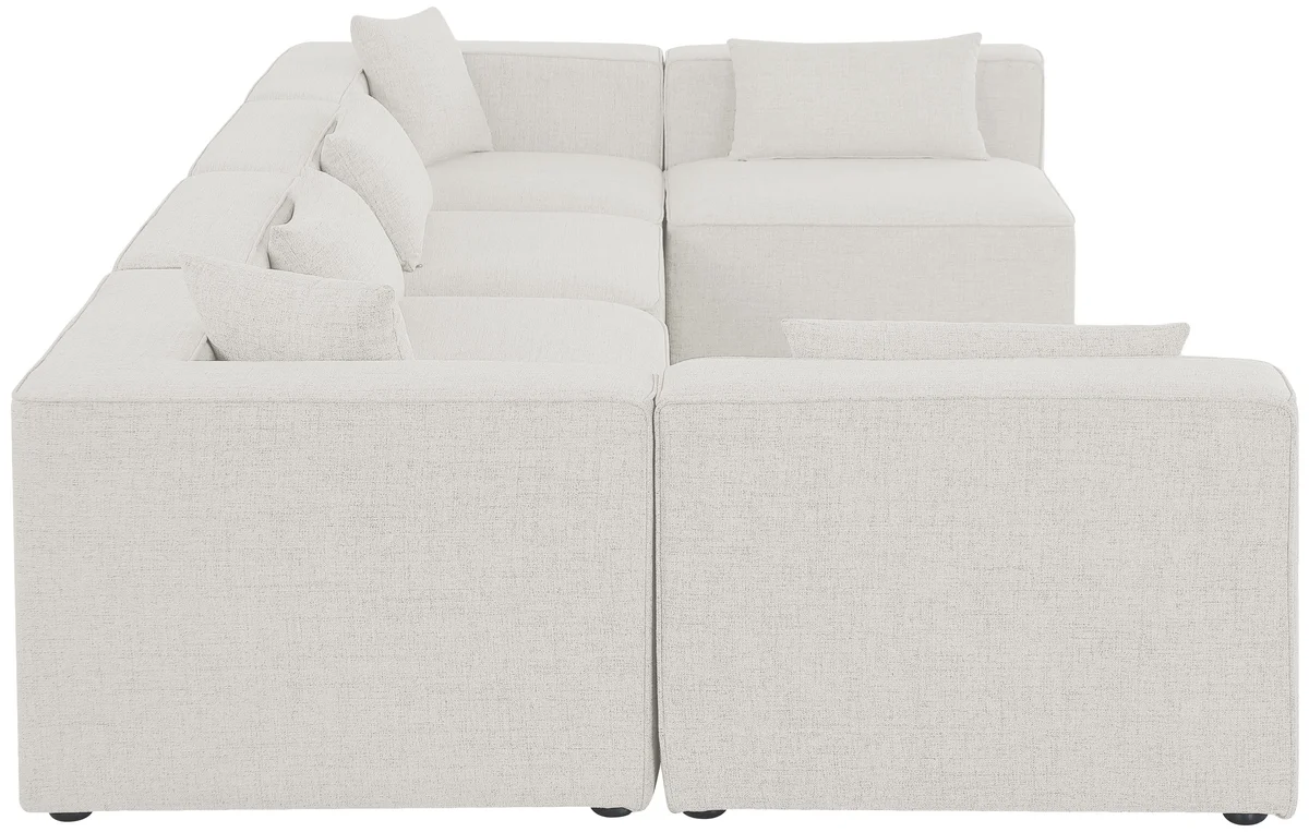 Cube - Linen 6 Piece Modular Armless Sectional - Cream